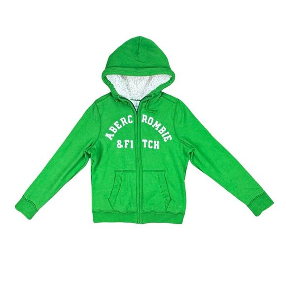 Abercrombie & Fitch Green Sherpa Lined Full Zip Hoodie - Size XL - Picture 3 of 6
